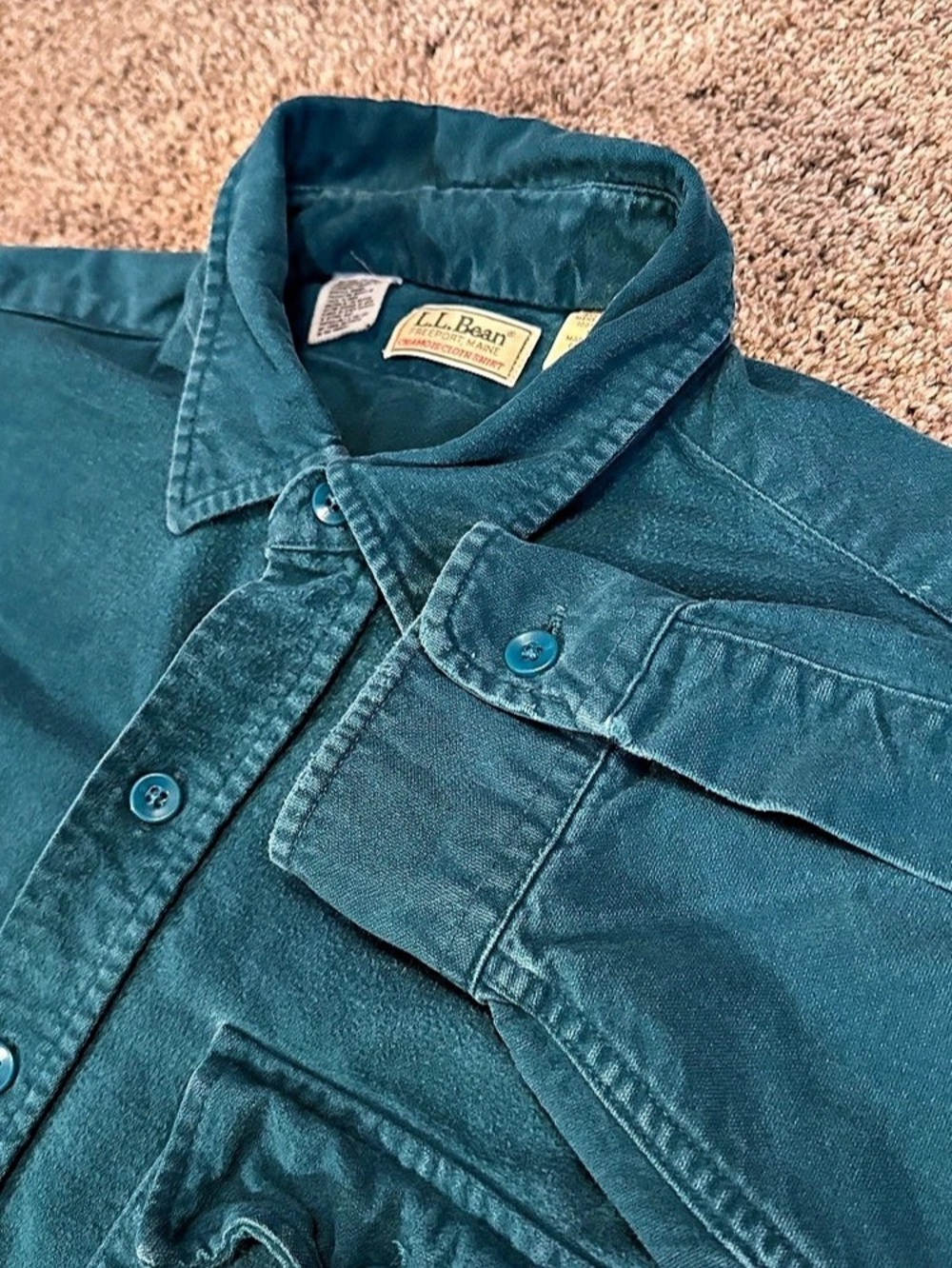 Vintage L.L.Bean Chamois Cloth Shirt Men’s Large/XL Teal Blue